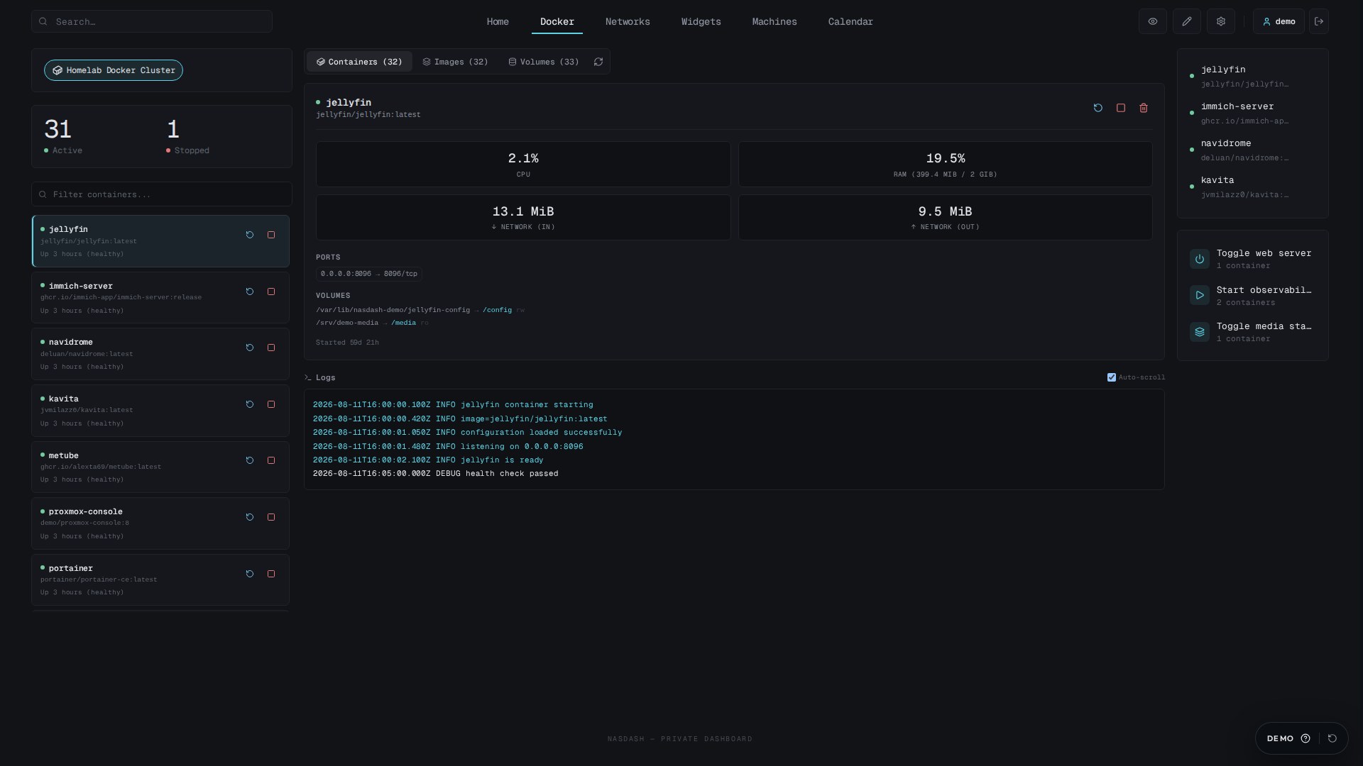 Container Docker, metriche e log simulati